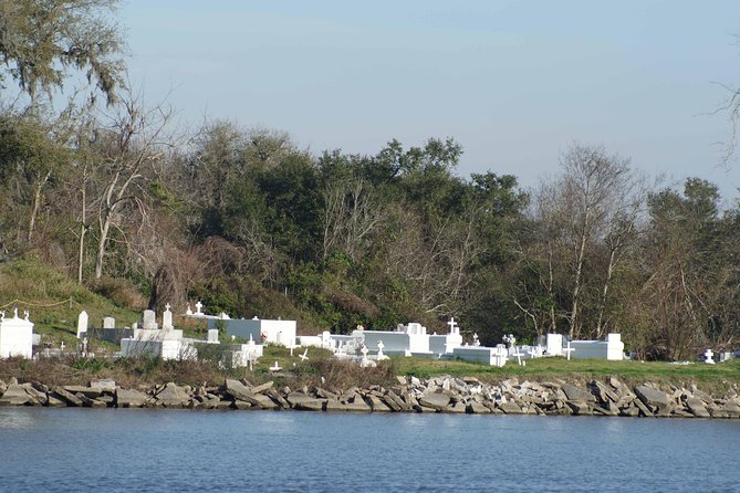 New Orleans Swamp Tour Boat Adventure - Passing the Cajun cemetery and Indian burial ground